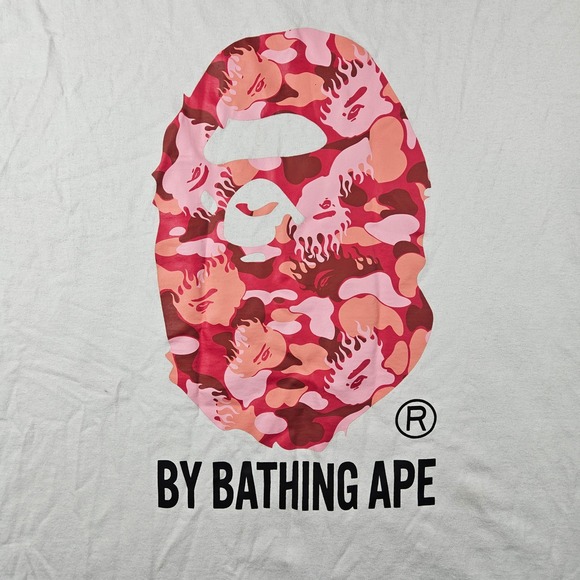 A Bathing Ape Bape White Pink Camo Big Ape Head Logo T Shirt Mens XL - Picture 2 of 6